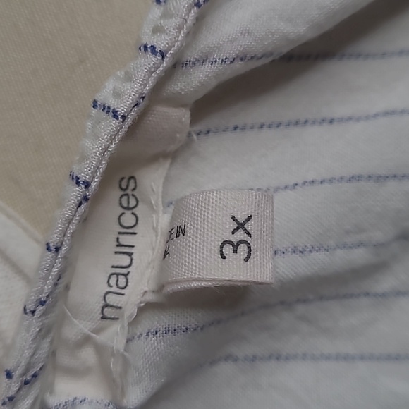 Maurices Womens 3X Navy Blue White Striped Sleeveless Ruffle Flowy Top - Picture 5 of 5